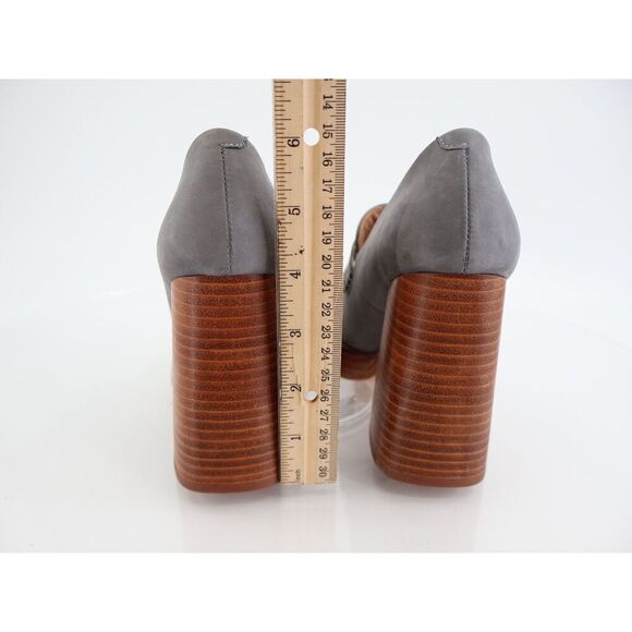 Candie's Hiss Penny Loafer Platform Chunky Blue Leather Block Wooden Heel Size 6 - Picture 7 of 13